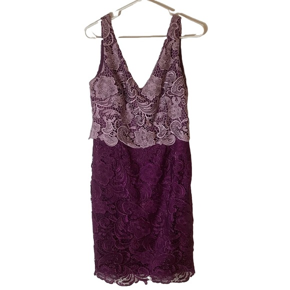 Adrianna Papell Purple Lace Cocktail Dress – Size 10 - Picture 1 of 8